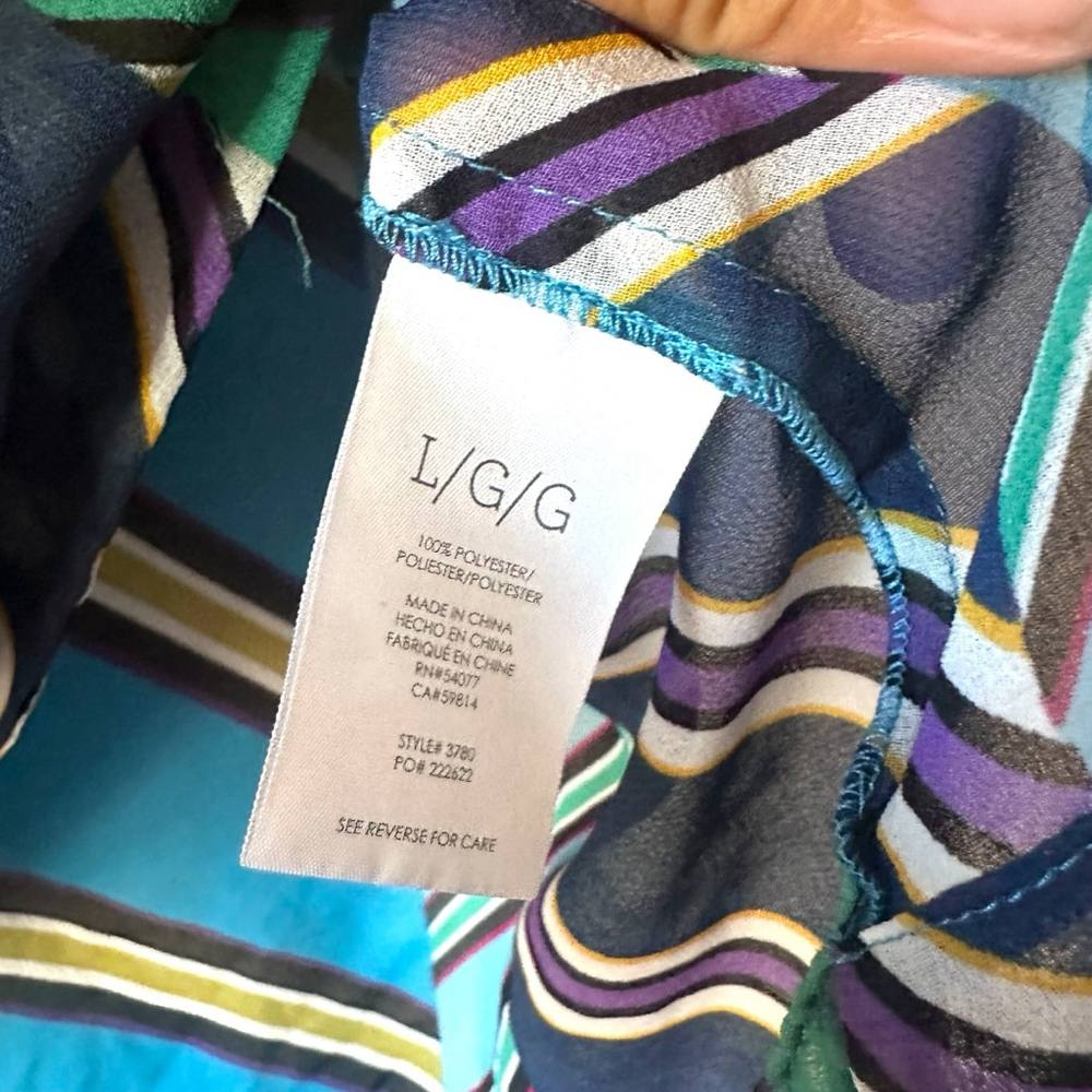 Cabi Blue Chevron Striped Sleeveless Blouse Women’s Large - Picture 5 of 8